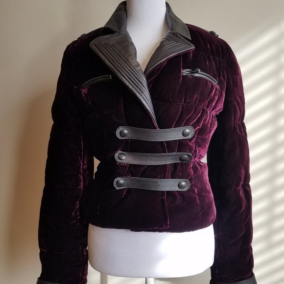 Versace Versus Woman's Purple Velvet/ Leather Short Jacket Coat Size 4